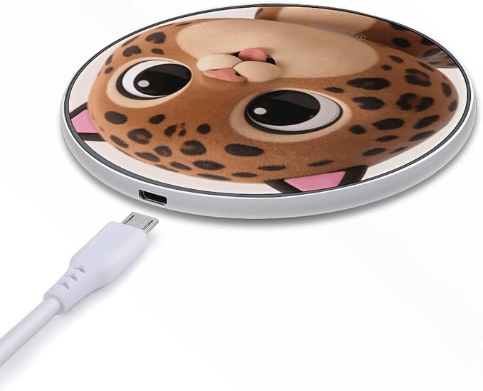 Brown Leopard Wireless Charger Portable Fast Charging Pad Lightweight Wireless Charging Pad 10W Slim Charging Station for Phone Charger Mat for Travel Home Office Desk