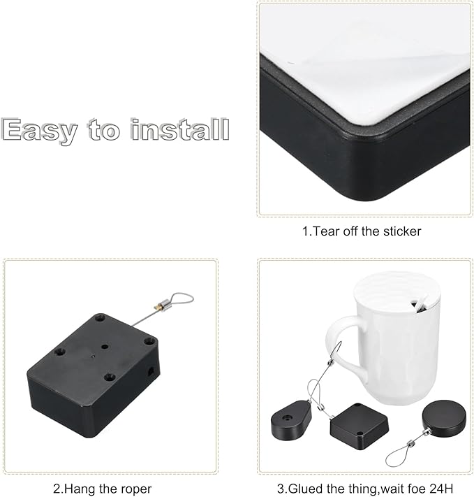 MECCANIXITY Punch Free Automatic Sensor Door Closer 78.7" Retractable Cable Lock for Home Office Doors 1500g 2Set Black with Adhesive Sticker Hook Screw Expansion Nail Sleeve
