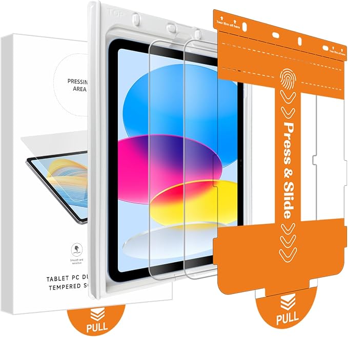 2 Pack iPad screen protector Tempered Glass with Application Tray Screen Protector for iPad A16 2025 11th/10th Generation 2022 (11-In/10.9) Touch Sensitive Scratch Resistant Easy to Install