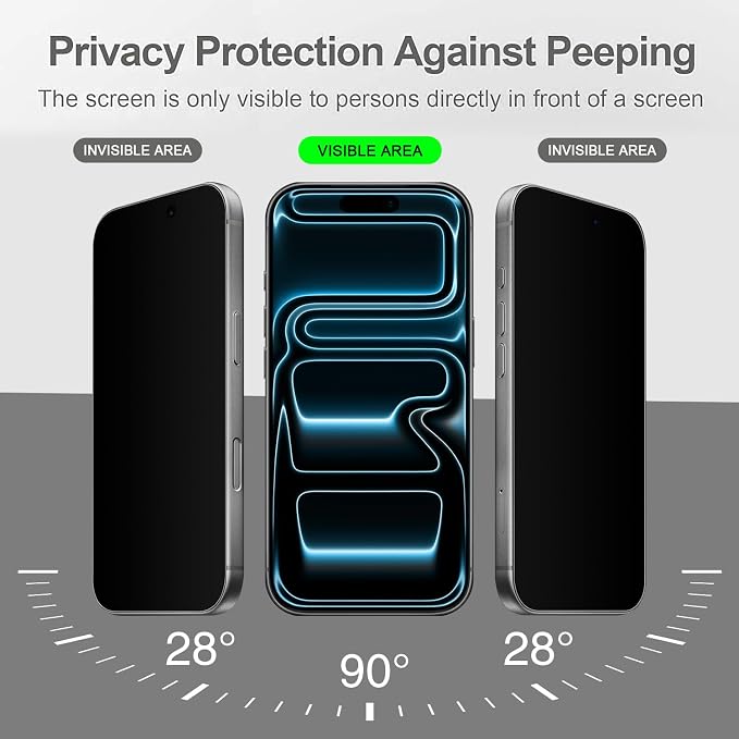 Designed for iPhone 17 Pro Max Privacy Tempered Glass Screen Protector [Military Grade Shatterproof &amp Longest Durable] Auto Dust-Elimination Installation Box Bubble Free HD Clear Anti-Spy Eas