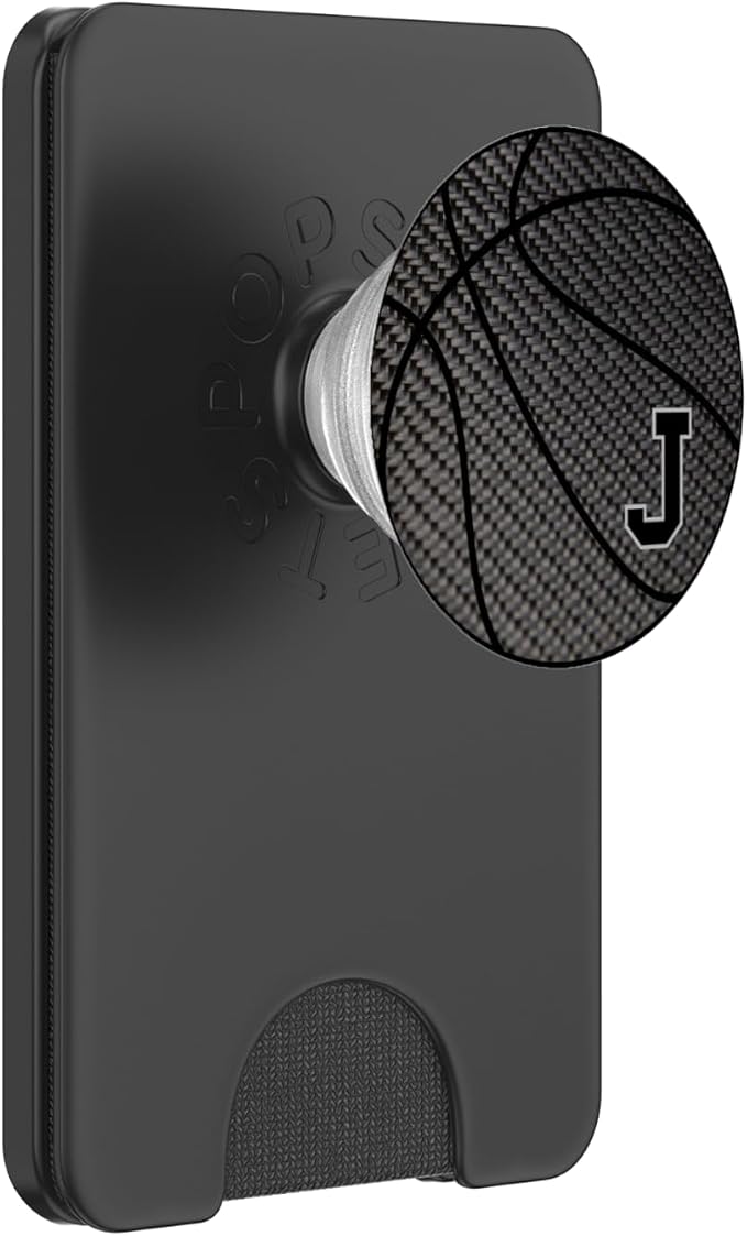 Basketball Letter J Black Phone Stand Initial J for Men PopSockets Adhesive PopGrip