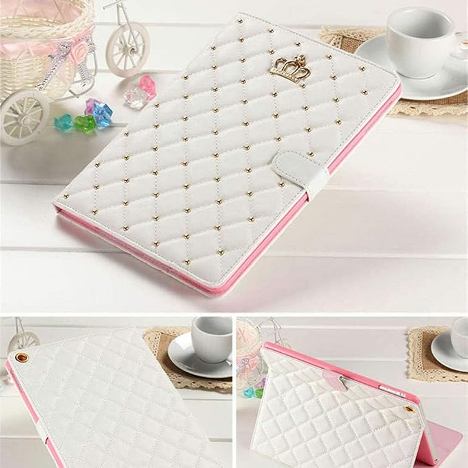Changjia for iPad 9.7Inch 6th/5th Generation 2018/2017 CaseiPad air 2/Air with Pencil HolderCute Crown Girly Diamond Elegant PU Leather Smart Auto Sleep/Wake Stand Protective Case for iPad 9.7Black
