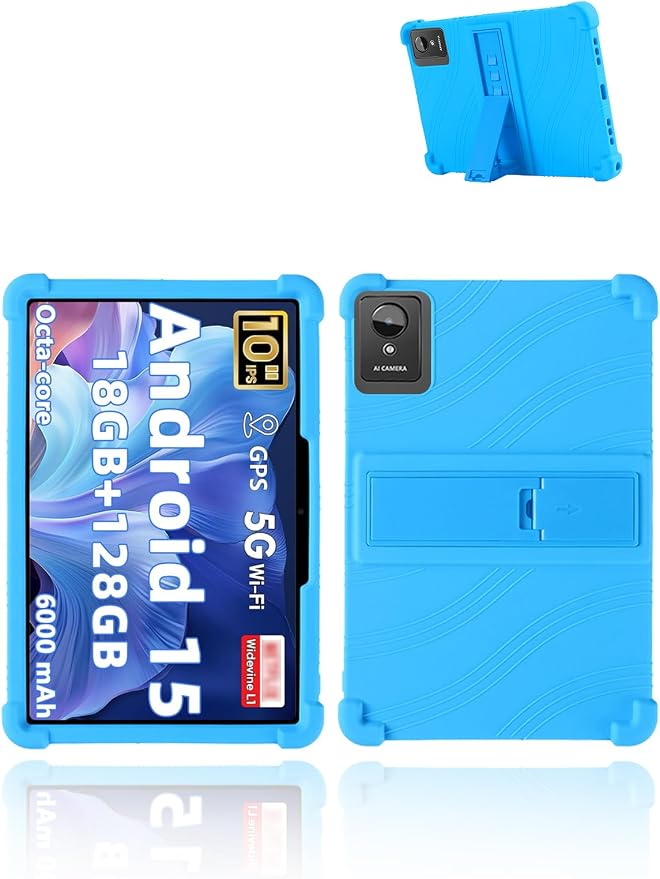 for Aobante K50 Android 15 15 Gaming Tablet10 2.5K Ultra Clear Display Tablet Model CaseSoft Silicone Adjustable Stand Cover Lightweight Kids FriendlyBlack.
