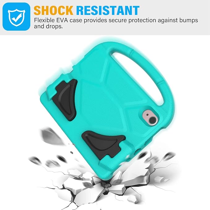 SUPLIK Kids Case for iPad mini 7 (A17 Pro) 2024 &amp iPad mini 6 2021 8.3-inch iPad mini 6th/7th Generation Case with Screen Protector Durable Shockproof Kids Cover with Handle Stand Black