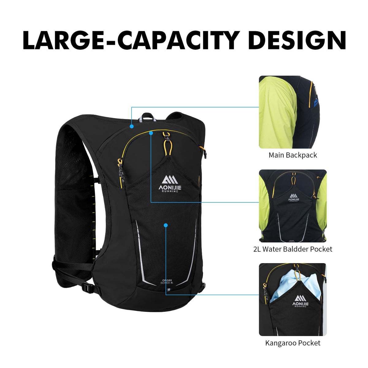 AONIJIE Running Hydration Vest for Women Men 8L Hydration Backpack Hiking