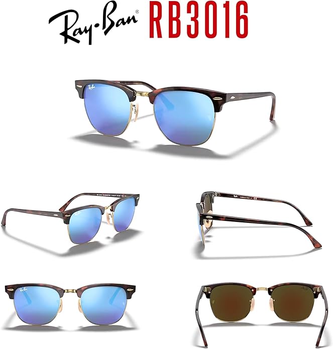 Ray-Ban RB3016 CLUBMASTER Sunglasses For Men For Women +BUNDLE with ACCESSORY EYEWEAR KIT