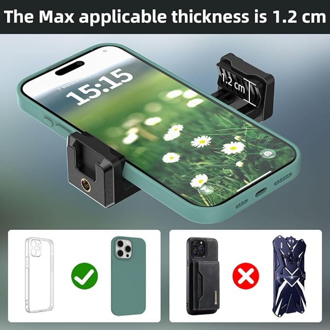 SOH Hot/Cold Shoe Phone Mount Holder, Universal 2 Ball Head Smartphone Mount Adapter, Cold Shoe Phone Clip Mount for iPhone 17/16/15, DSLR Camera LCD Camera Cage Flash LED Light Microphone and More