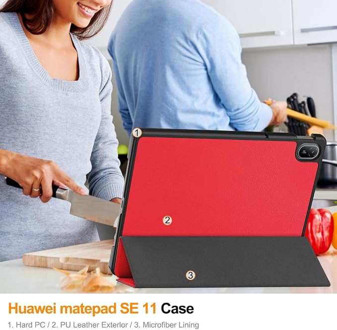 Kepuch Custer Case Compatible for Huawei MatePad SE 11 2024Ultra-Thin PU-Leather Hard Shell Cover - Black