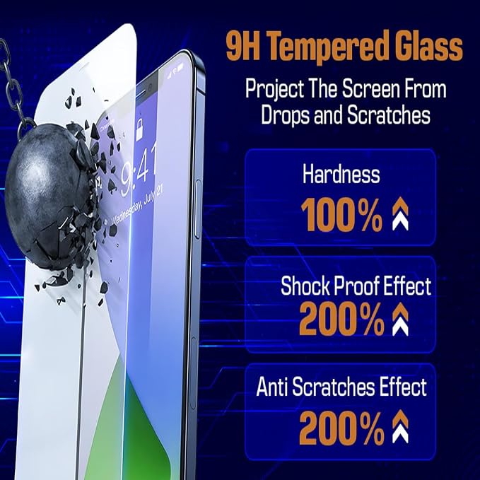 ME JO Screen Protector for iPhone 17/17 Pro/16 Pro (6.3 Inch) 9H Tempered Glass Auto Dust Elimination Anti-Fingerprint Scratch-Resistant Dynamic Island Compatible Case Friendly With Applicator