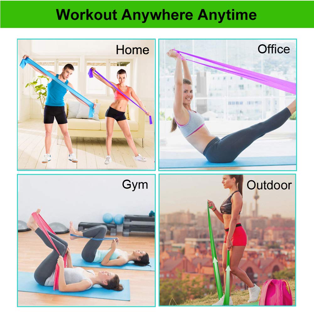 GOAITOU Resistance Bands, Elastic Exercise Bands for Home Workout, Physical Therapy, Recovery, Yoga, Pilates, Strength Training, Lightweight Fitness Band for Seniors, Adults, Pregnant Women
