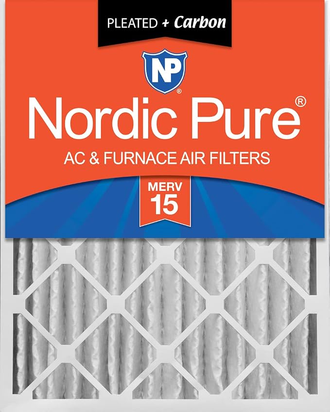 Nordic Pure 16x20x4 Pleated Air Filters MERV 15 Plus Carbon 1 Pack