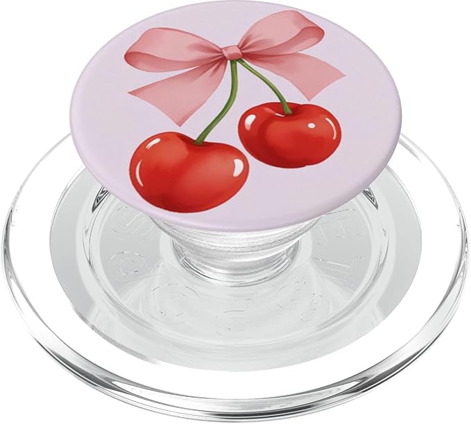 Coquette Cherry and Pink Bow PopSockets PopGrip for MagSafe