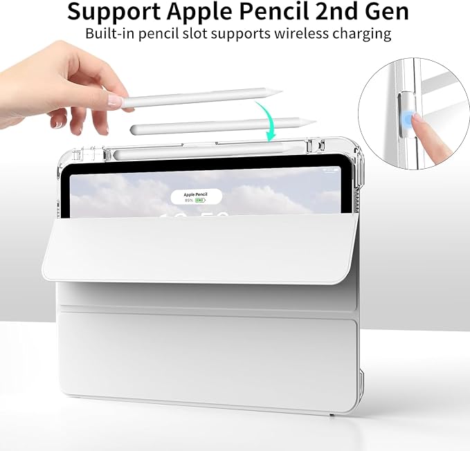 Case for iPad Air 13 Inch Case M4/M3/M2 (2026/2025/2024) Pro 12.9 Inch (6th/5th Gen 2022/2021) 2 in 1 Detachable Cover with Clear Hard Back Supports Touch ID Auto Wake/Sleep Black