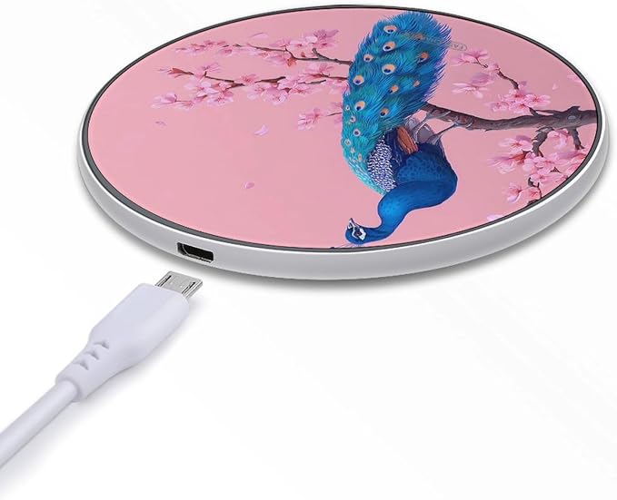 Peacock Cherry Flowers Wireless Charger Portable Charging Pad | LightweightAll Smartphone