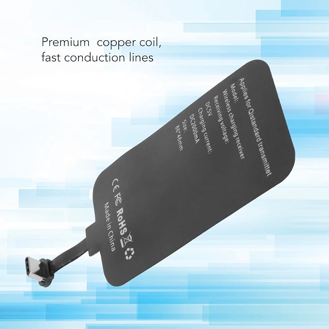 GOWENIC Wireless Charging Receiver Type C Wireless Charger 10W Quick Charging 5V 2A Input Adapter Phone Patch for Home Travel