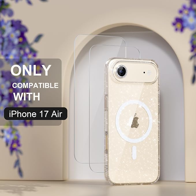 Choiche for iPhone 15 Pro Max Case Compatible with MagSafe Glitter Black | Women Girly Cute Glitter Sparkly Magnetic Phone Case with Diamond Camera Lens Protectors Military-Grade Drop Protection 6.7