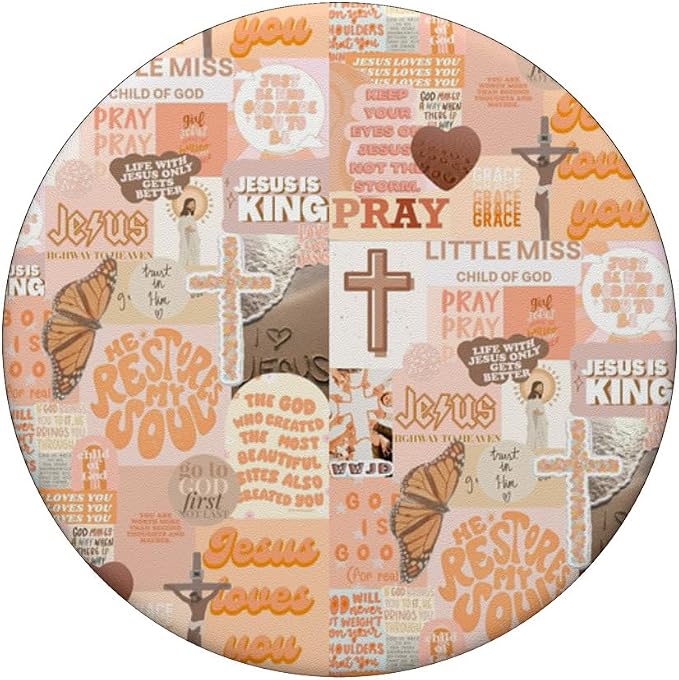 Orange Aesthetic Christian Bible Verse Jesus Cross Collage PopSockets Adhesive PopGrip