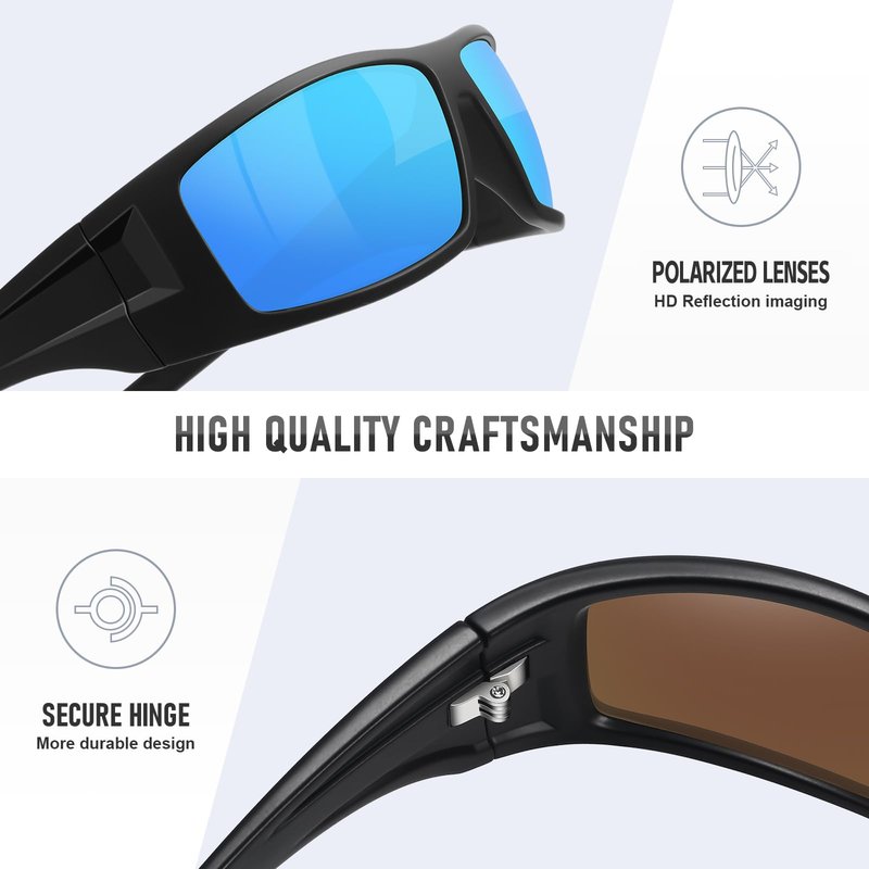 Ofwin Polarized Sports Sunglasses for Men Women Unbreakable Frame Cycling Fishing Wrap Around Sunglasses UV400 Protection Gray Silver Frame/Green Mirror Lens