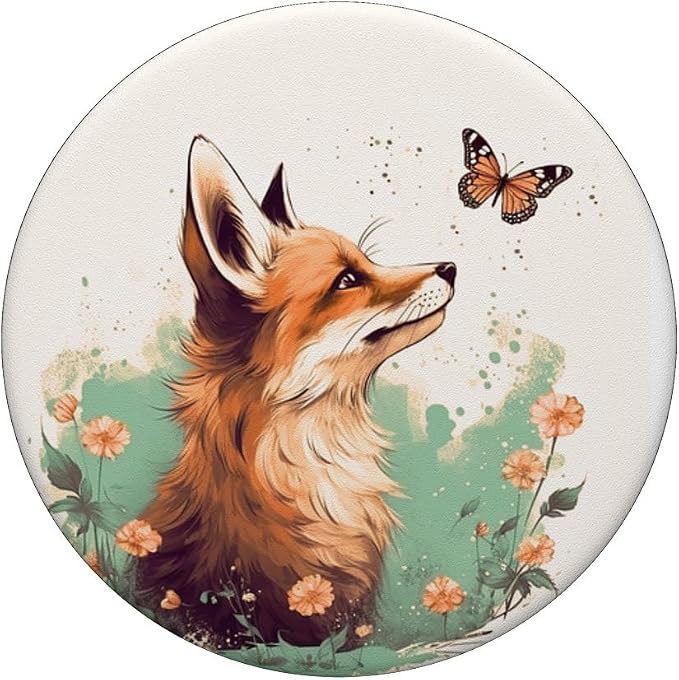 Fox Butterfly Forest Animal PopSockets Adhesive PopGrip