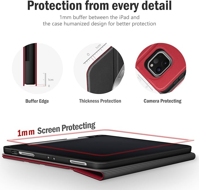 Antbox Case for iPad Pro 12.9'' 6th/5th/4th/3rd Generation Black | Built-in Pencil Holder Auto Sleep/Wake Function PU Leather