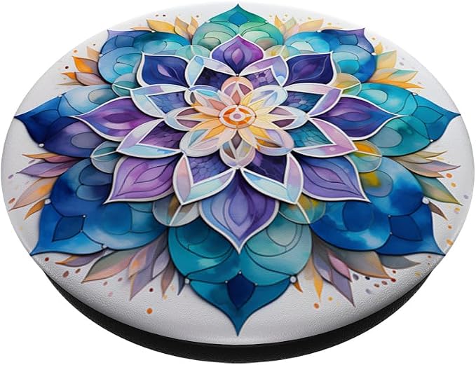 Colorful Mandala Purple Blue Watercolor Design PopSockets PopGrip for MagSafe