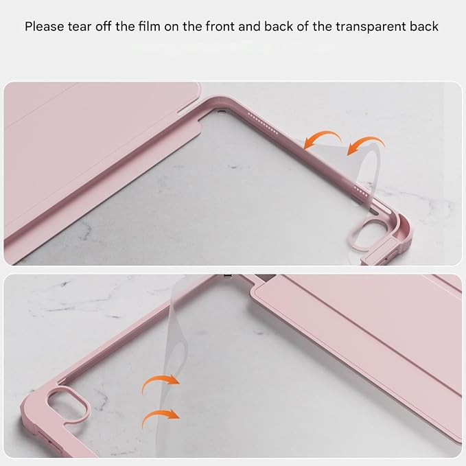 Detachable Case for iPad A16 11th Gen 11/10th Gen 10.9 Black | Slim Transparent Shell Back Soft Shockproof TPU Frame Without Pencil Holder Auto Sleep/Wake