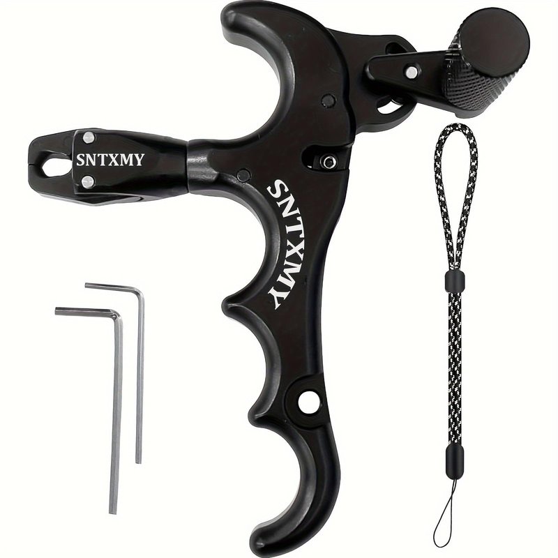sntxmy Bow Release for Compound Bow 360° Rotatable Thumb Release for Compound Bow Archery Trigger Release (Black)