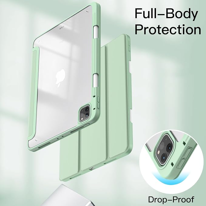 JETech Case Cover for iPad Pro 11 4/3/2/1 Black | For 2022/2021/2020/2018 Model Clear Back Pencil Holder Slim Shockproof Tri-Fold Stand Auto Wake/Sleep