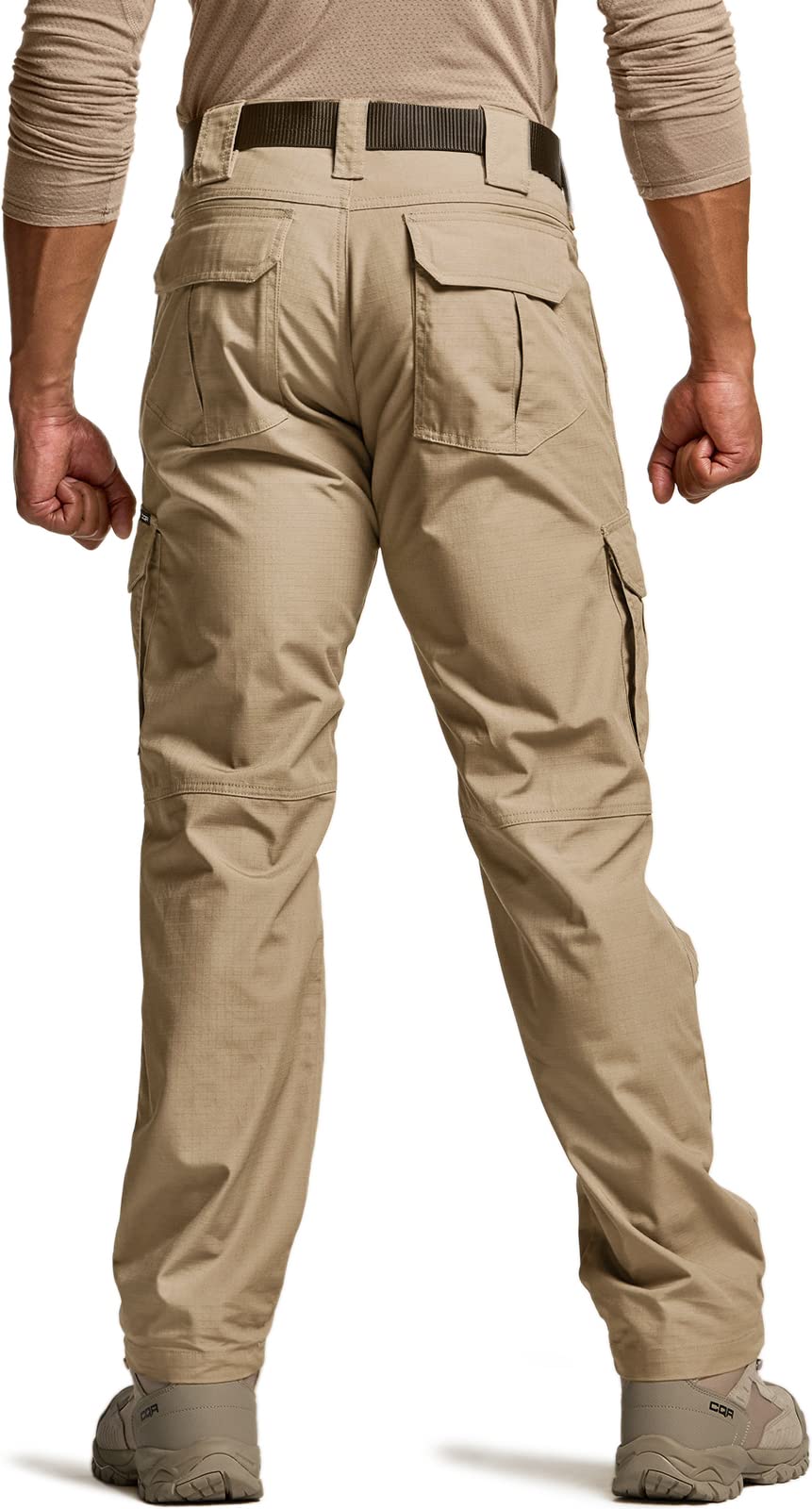 CQR Men's Tactical Pants, Water Resistant Ripstop Cargo Pants, Lightweight EDC Work Hiking Pants, Outdoor Apparel, Duratex Mag Pocket Khaki, 38W x 34L