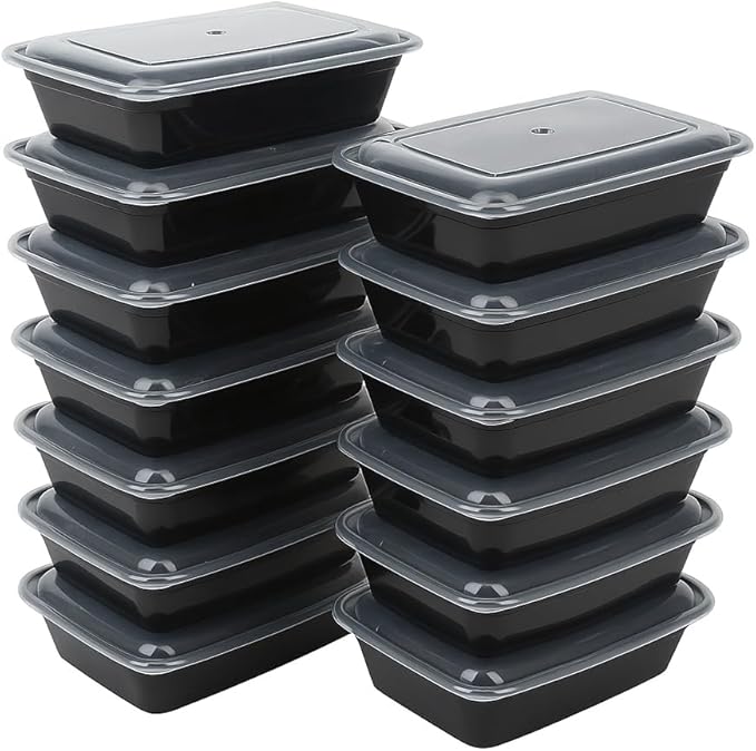 Ruthy's Outlet Meal Prep Containers W/Lids -Square Food Storage – BPA-Free| Stackable | Microwave | Freezer & Dishwasher Safe | Reusable Lunch Bento Box Portion Control & Planning (15 Pack, 32 oz)