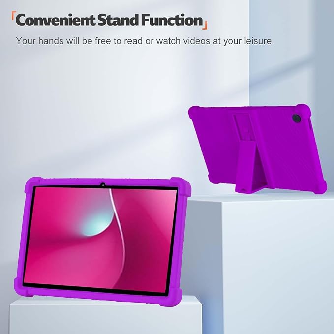 Case for T-Mobile REVVL Tab 2 10.1 Inch Android Tablet - Durable Grip Protection Silicone Case with Kickstand (Black)