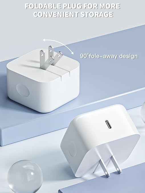 iPhone 17 Charger 40-60W Foldable USB C Fast Charging Block Single Port Apple 40W Dynamic Power Adapter with 60W MaxApple Charger for iPhone 17 Pro Max/Air/16/15/14/13/12/11 SeriesiPad Pro Air Mini