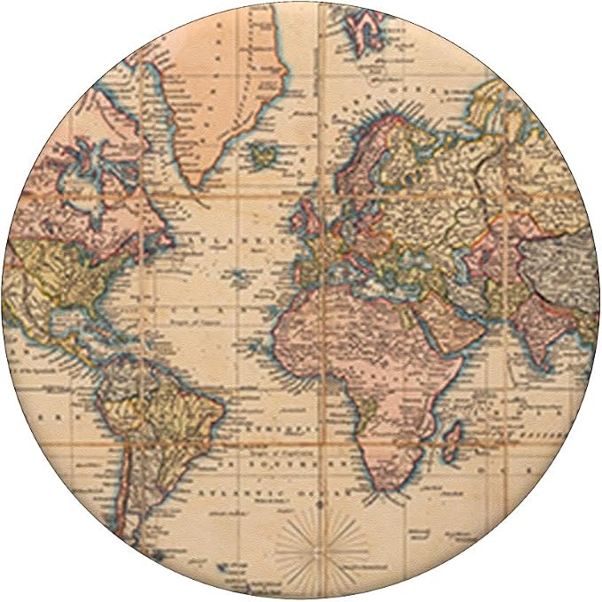 Vintage Travel World Map Design Travel Globe Background PopSockets Adhesive PopGrip