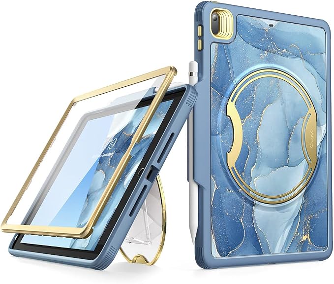 Clayco Nebula Case for iPad 9th/8th/7th Generation Case 10.2 Inch 2021/2020/2019 Multi-Angle Viewing Full Body Stand Cover for iPad 10.2 with Built-in Screen Protector &amp Pencil Holder Ocean