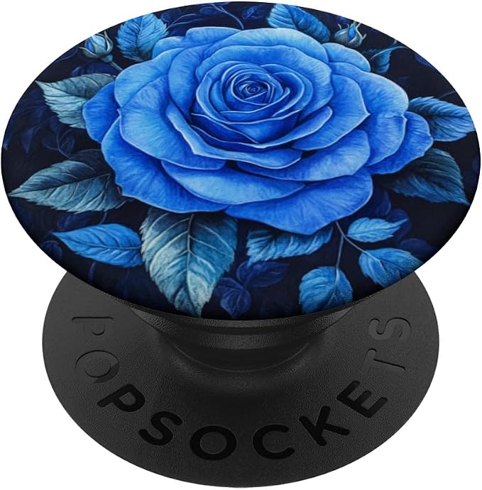 Blue Rose Colourful Flowers and Plants Leaves PopSockets Adhesive PopGrip
