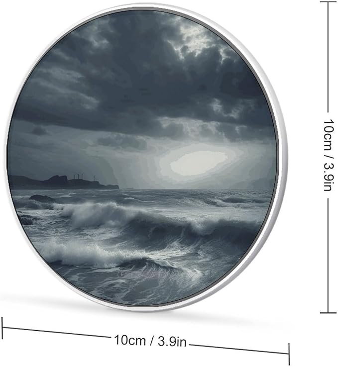 Stormy Sea Wireless Charger Aluminum Alloy Frame 10W Fast Charging Pad with Indicator Light 6mm Thin &amp Portable Wireless Charging Pad for Travel Home Office Desk