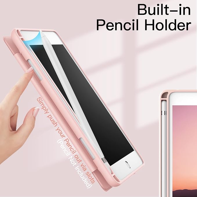 JETech Case for iPad mini 5/4 (7.9-Inch 2019/2015 Model) with Pencil Holder Clear Transparent Back Shell Slim Stand Shockproof Tablet Cover Auto Wake/Sleep (Black)