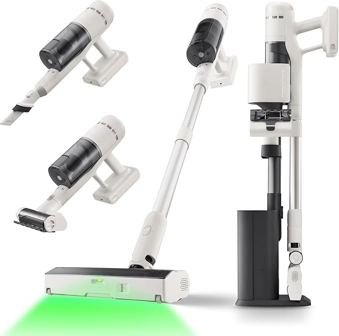 roborock H60 Hub Cordless Stick Vacuum Cleaner with Auto-Empty Dock, 115AW Suction for Carpets and Hard Floors, Vacuum Cleaners with 60-Min Runtime, Anti-Tangle Brush, 140° Green LED Dust Detection