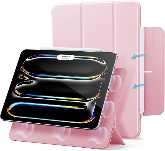 ESR for iPad Pro 13 Inch Case (M5/M4) 2025/2024, Powerful Magnetic Attachment, Slim Trifold Stand Case, Supports Pencil Pro & Pencil(USB-C), Auto Wake/Sleep, Rebound Series, Pink