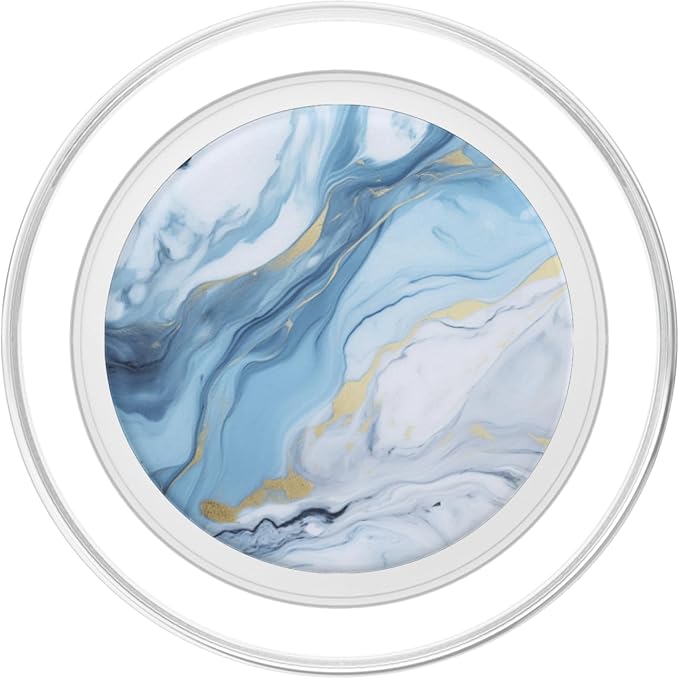 Marble-Like Blue and White Gold Pattern Aesthetic PopSockets Adhesive PopGrip