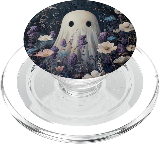 Spooky Ghost Floral Purple Wildflower PopSockets Adhesive PopGrip