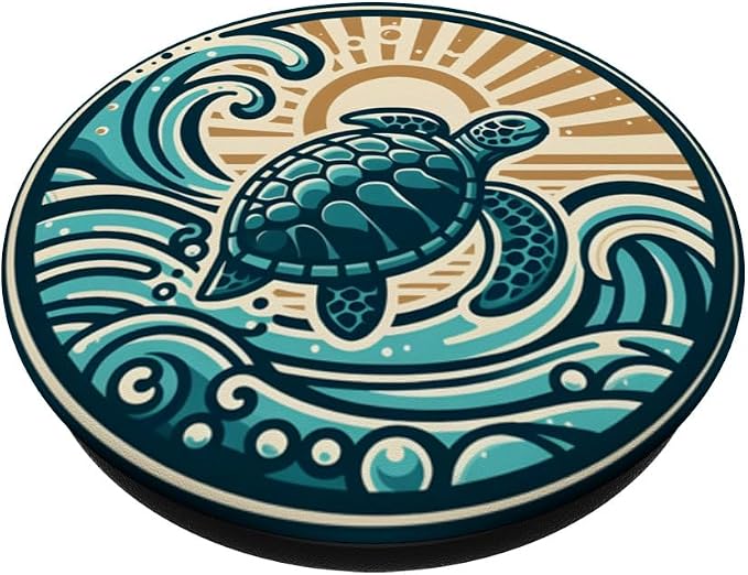 Ocean Beach Vacation Sea Turtle Tortuga Hawaii Island Swim PopSockets Adhesive PopGrip