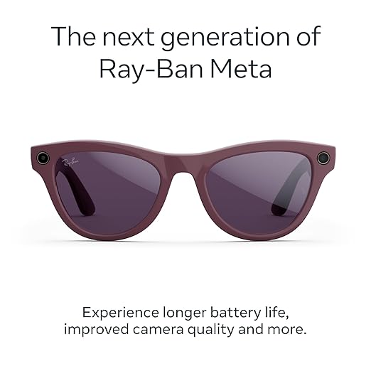 Ray-Ban Meta (Gen 2), Skyler, Shiny Mystic Violet | Smart AI Glasses for Men, Women — 2x Battery Life — 3K Ultra HD Resolution — 12 MP Ultra-Wide Camera, Audio, Video — Transitions® Amethyst Lenses