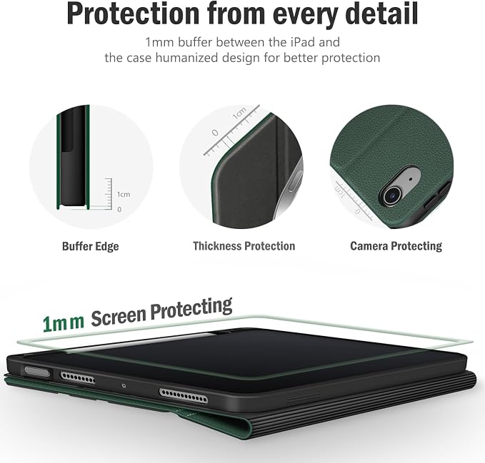 Antbox Case for iPad Air 11-inch M4/M3/M2 (2026/2025/2024) iPad Air 5th/4th Generation 10.9'' Vegan Leather with Pencil Holder Typing Angle Auto Sleep/Wake Muti-Stand (Black)