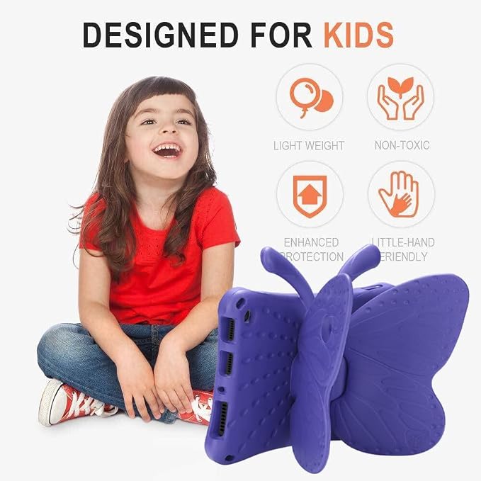 Simicoo Fire Max 11 Tablet 2023 Cute Butterfly Case with Stand for Kids Girl Light Weight EVA Rugged Shockproof Full Cover Kids Friendly Kids case for Fire Max 11(Blue)