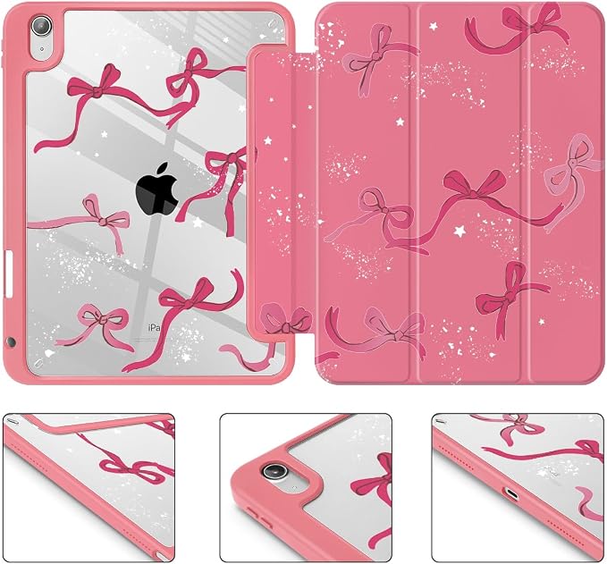 Tuiklol for iPad Pro 11 Inch 4th / 3rd / 2nd / 1st Gen (2022 2021 2020 2018) Case -Built-in Pencil Holder Shockproof Cover Clear Transparent Back Shell with Auto Wake/Sleep Black Flower