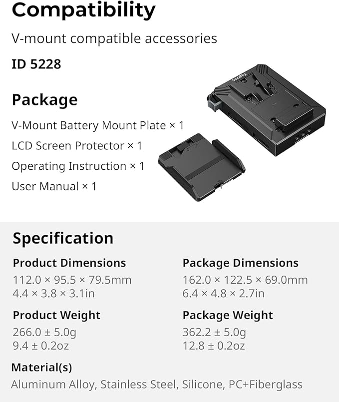 SMALLRIG V Mount Battery Plate with LCD Screen Protector, D-Tap & USB-C Supply, Compact Camera Video Rig for Mirrorless/DSLR, for NEEWER V Mount Battery PS099E