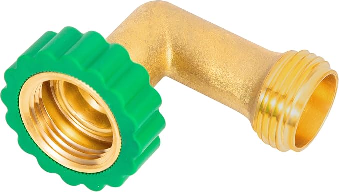 Lead-Free Brass 90°Hose Elbow Fitting, 90 Degree Hose Saver Green Quick Swivel