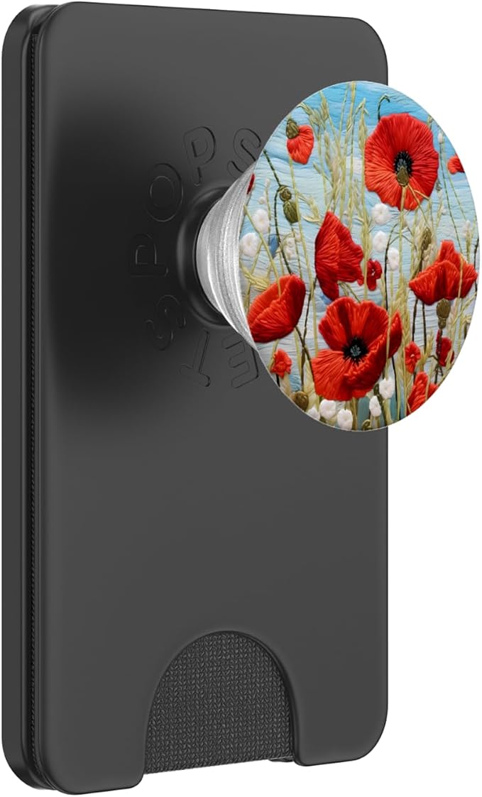 Beautiful Wildflowers in a Grainfield A Red Poppy Flower PopSockets PopGrip for MagSafe