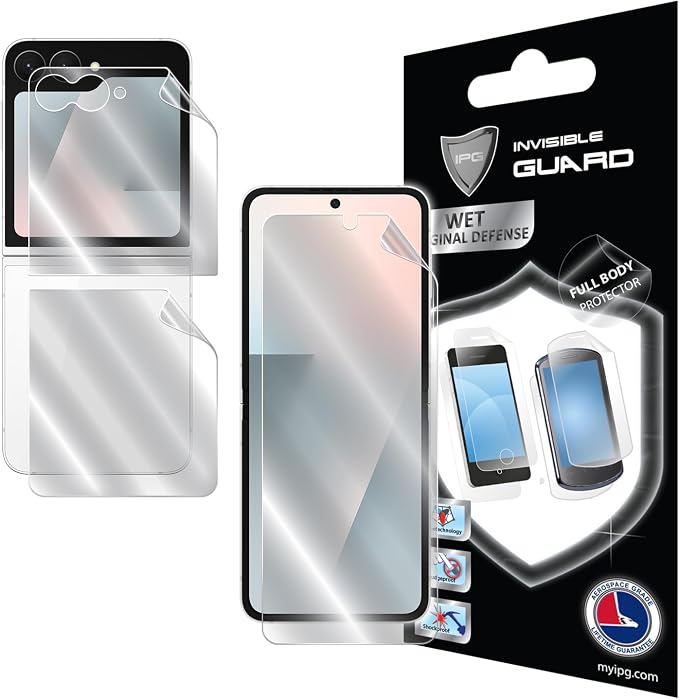 IPG For Samsung Galaxy Z Flip 7 FE Interior - External Screen and Back Hydrogel Protector Invisible Touch Screen Sensitive Ultra HD Clear Film for Z Flip7FE.FB